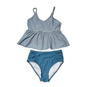 High Waisted Peplum Tankini Swim Suit Size 130